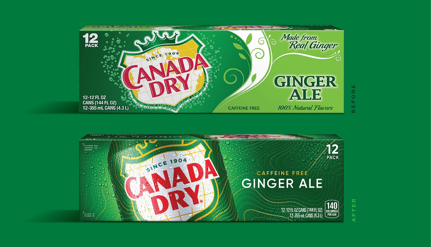 Canada Dry packaging evolution - 12-pack boxes